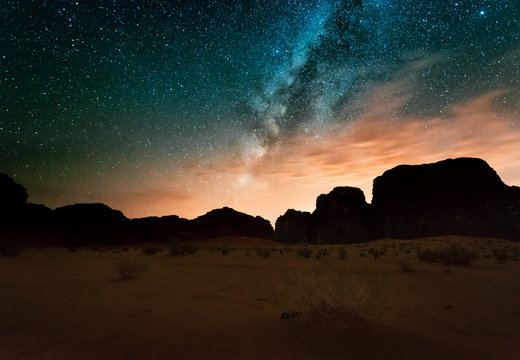 Night In Wadi Rum Desert. Jordan