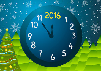 Vector illustration. New Year. Clock.