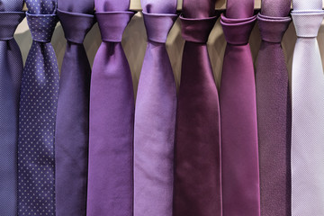 row of purple necktie