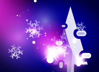 Obraz na płótnie Canvas Christmas purple abstract background with white transparent snowflakes