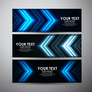 Abstract blue arrow pattern. Vector banners set background. 