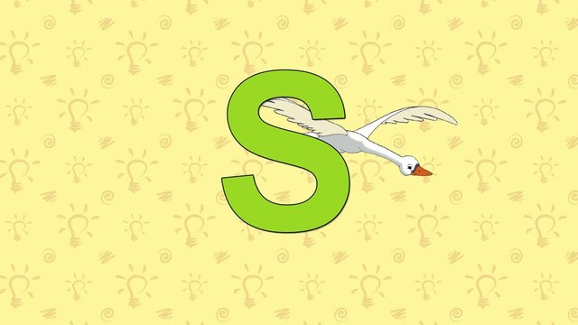 Swan. English ZOO Alphabet - letter S
Лебедь  и буква  S  английского алфавита.