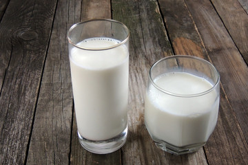 milk on wooden background