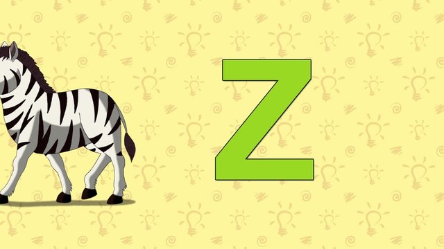 Zebra. English ZOO Alphabet - letter Z
Зебра  и буква  Z  английского алфавита.