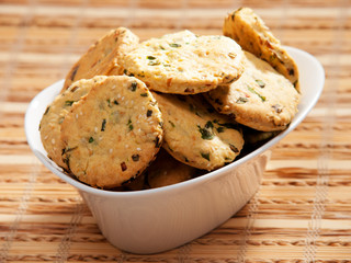 Salty cookies with herbs