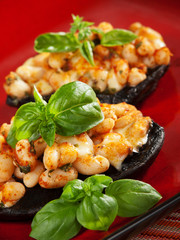Stuffed mushrooms with beans