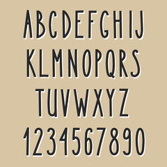 Hand drawn narrow alphabet