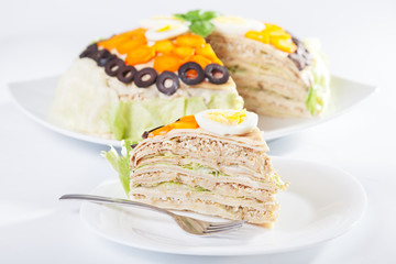 Salty pancake cake