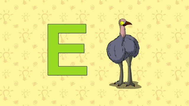 Emu. English ZOO Alphabet - letter E
Эму и буква E  английского алфавита.
