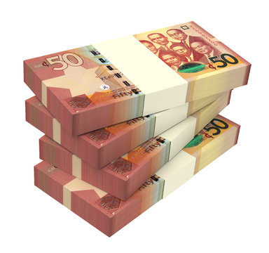 Ghanaian cedi bills isolated on white background. Computer generated 3D photo rendering.