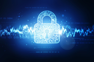 Safety concept: Closed Padlock on digital background