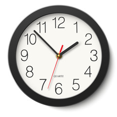 Obraz na płótnie Canvas Round wall clock without divisions in black body isolated