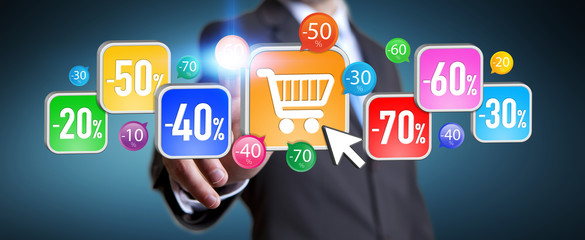 Young man shopping during sales period