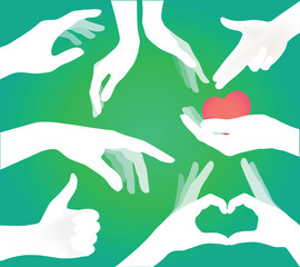 Set of hand silhouettes
