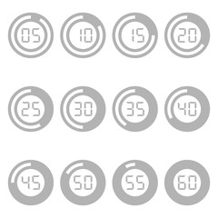 Set of timer icon, gray