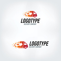 Delivery company logo. Rocket logotype. Fast delivery car.