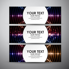 Abstract colorful circle shining pattern. Vector banners set background. 