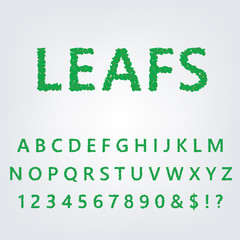 Naklejka premium Green leaf alphabet