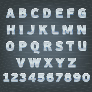 Silver alphabet. Luxury font
