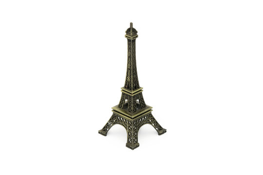 Scale Model Of Eiffel Tower Isolated On White Background