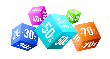 Sales icons flying together