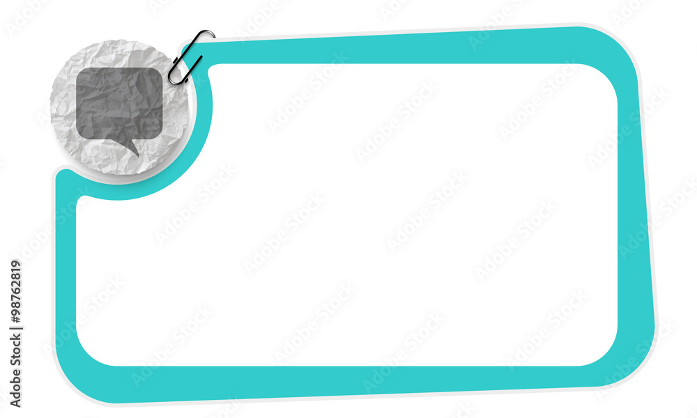 Aufkleber frame and crumpled slip of paper and a speech bubble