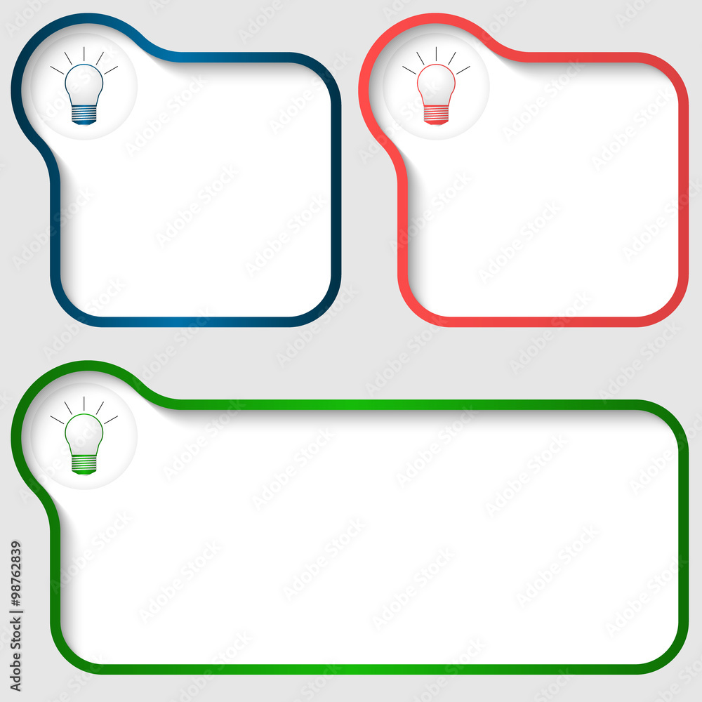 Poster set of three vector text frame with bulb icon