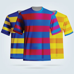 Color soccer T-shirts template. Football team equipment
