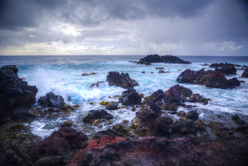 Easter Island rocky coast.