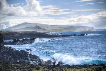 Easter Island rocky coast.