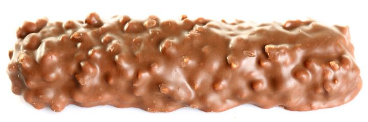 Tasty chocolate bar isolated on white background