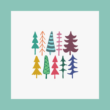 Greeting card fir christmas trees