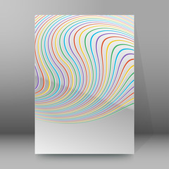 Curved colored lines background brochure cover page