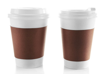 Paper cup of coffee isolated on white