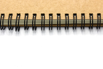 Closeup notebook background on white