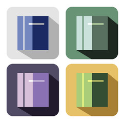 Vector icon. Set of colorful icons of book, isolated on the white background