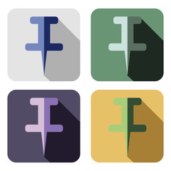 Obraz premium Vector icon. Set of colorful icons of pin, isolated on the white background
