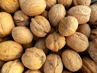 Walnuts in nutshell texture