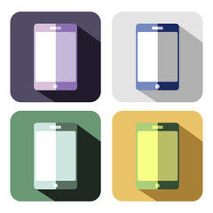 Vector icon. Set of colorful icons of smart phone, isolated on the white background
