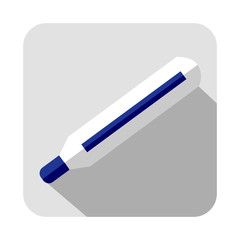 Vector square icon of thermometer, isolated on the white background