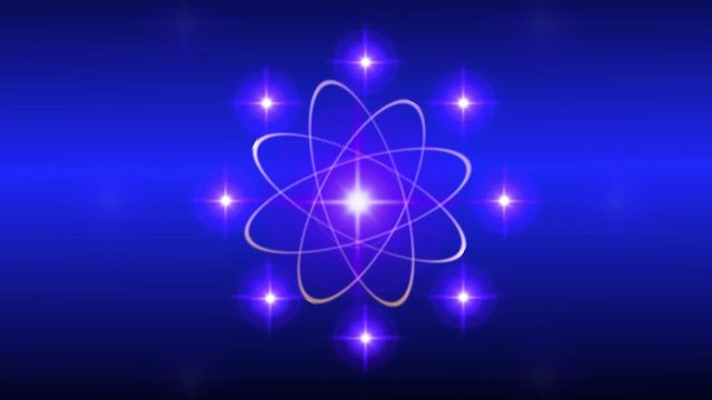 Gold Atom and purple molecules