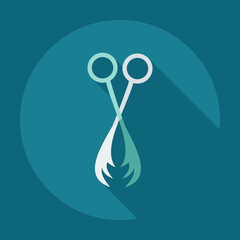 Flat modern design with shadow icons thinning scissors