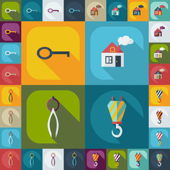 Flat concept, set modern design with shadow construction