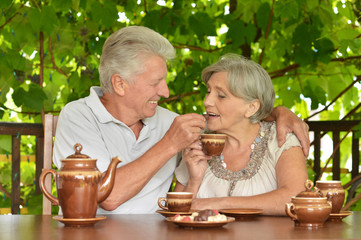  Senior Couple drinking tea