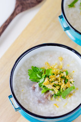 Rice congee mixed with meat