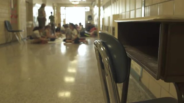 Young students doing school work