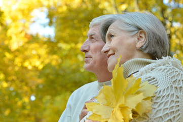  Senior couple in autumn park