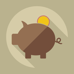 Flat modern design with shadow icons piggy bag