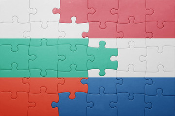 puzzle with the national flag of netherlands and bulgaria