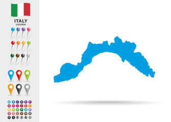 Map of Liguria in Italy - obrazy, fototapety, plakaty